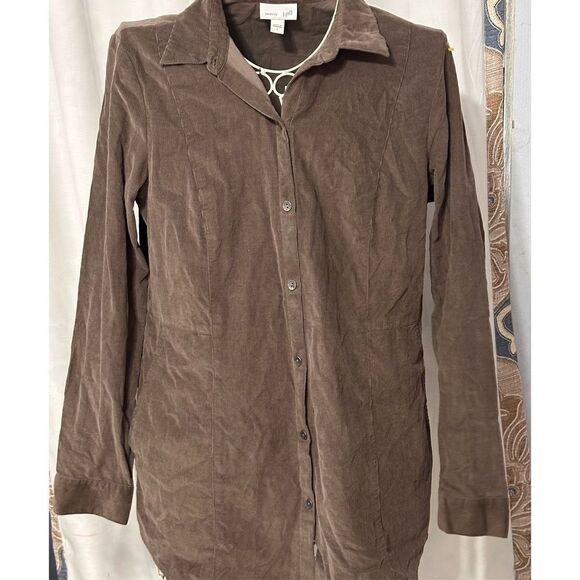 GREAT CONDITION J.Jill Brown thin Corduroy Shacket Button up shirt Size Small Ja - Picture 1 of 6